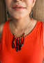 FUN-PLASTIQUE - Necklace & Dangle Earrings Set - ORANGE/BLACK