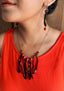 FUN-PLASTIQUE - Necklace & Dangle Earrings Set - ORANGE/BLACK
