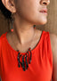 FUN-PLASTIQUE - Necklace & Dangle Earrings Set - ORANGE/BLACK