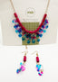 FUN-PLASTIQUE - Necklace & Dangle Earrings Set - PINK/BLUE