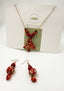 PAPYRUS - Necklace & Dangle Earrings Set - RED