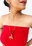 PAPYRUS - Necklace & Dangle Earrings Set - RED